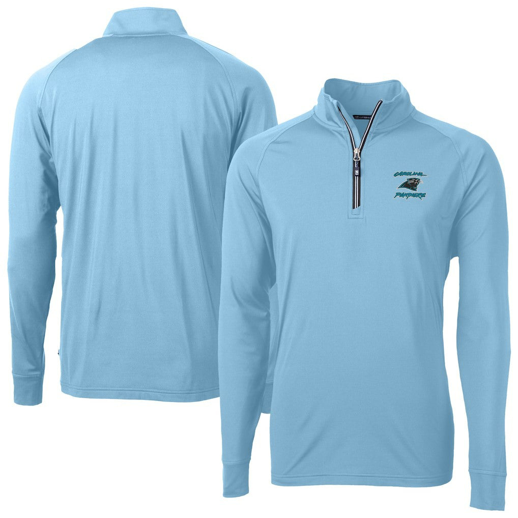 Carolina Panthers  Cutter & Buck Adapt Eco Knit Stretch Recycled Raglan Quarter-Zip DryTec Top