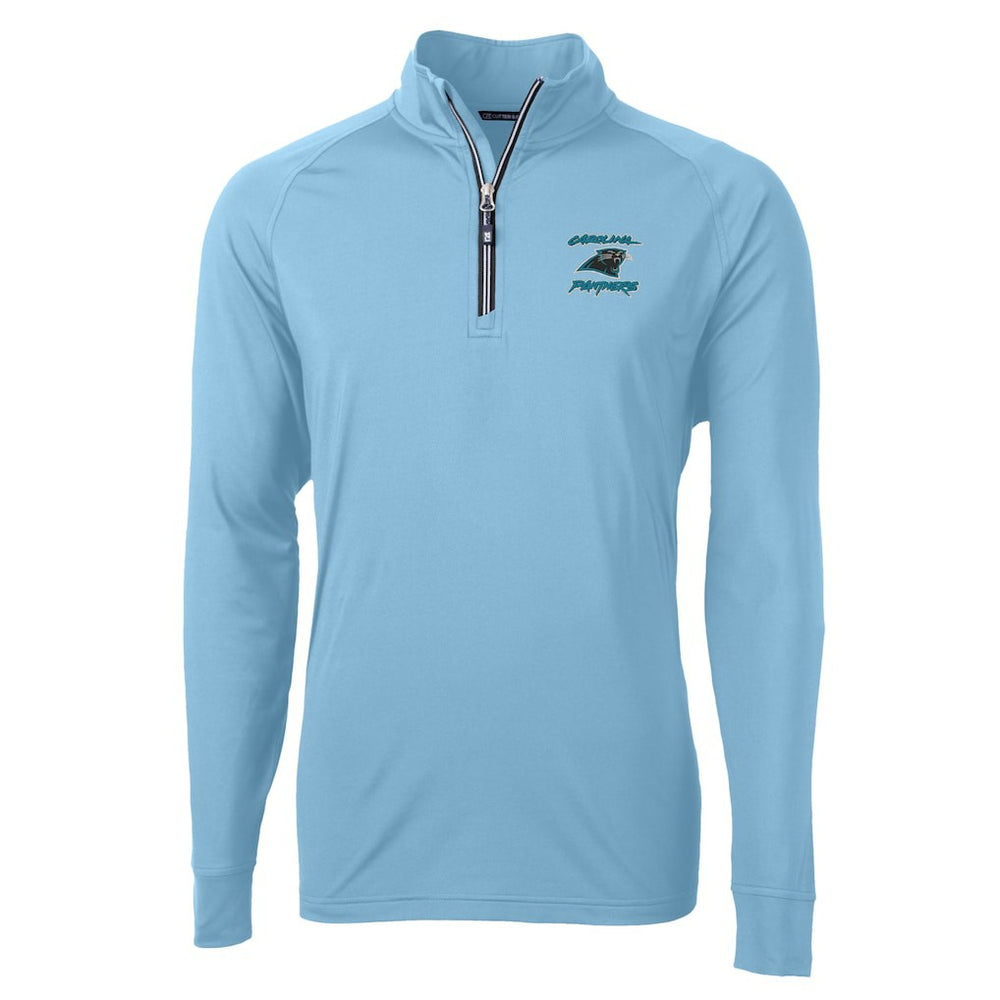 Carolina Panthers  Cutter & Buck Adapt Eco Knit Stretch Recycled Raglan Quarter-Zip DryTec Top