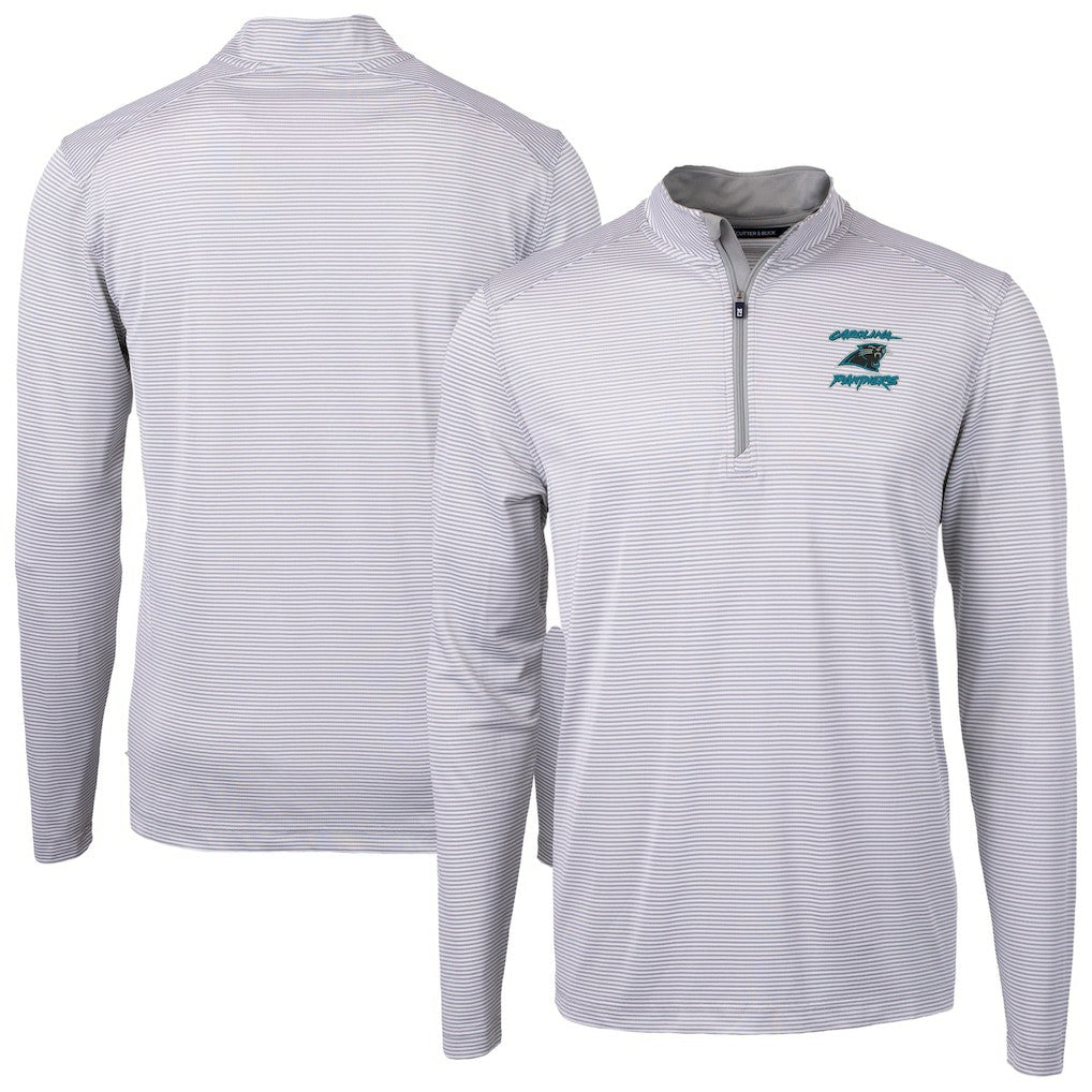Carolina Panthers  Cutter & Buck Virtue Eco Pique Micro Stripe Recycled Quarter-Zip Jacket