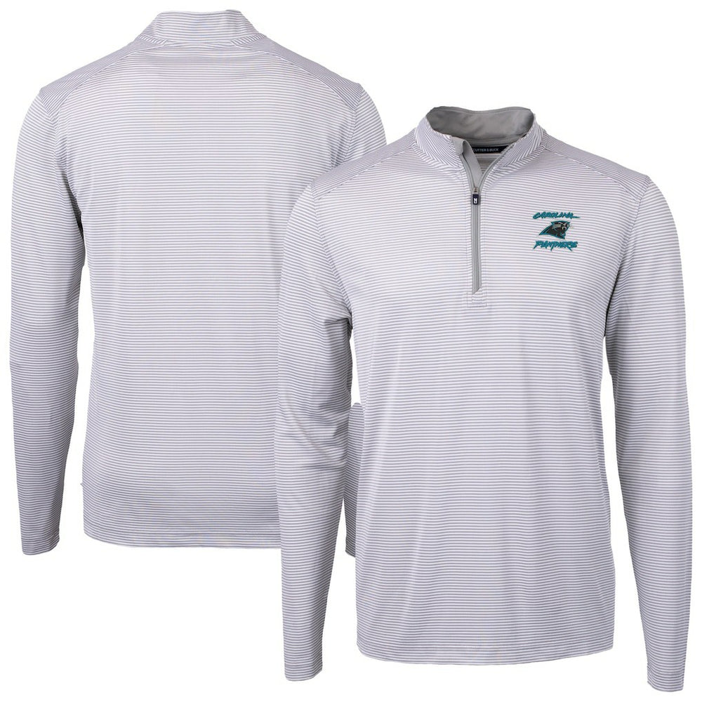 Carolina Panthers  Cutter & Buck Virtue Eco Pique Micro Stripe Recycled Quarter-Zip Jacket