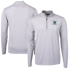 Carolina Panthers  Cutter & Buck Virtue Eco Pique Micro Stripe Recycled Quarter-Zip Jacket