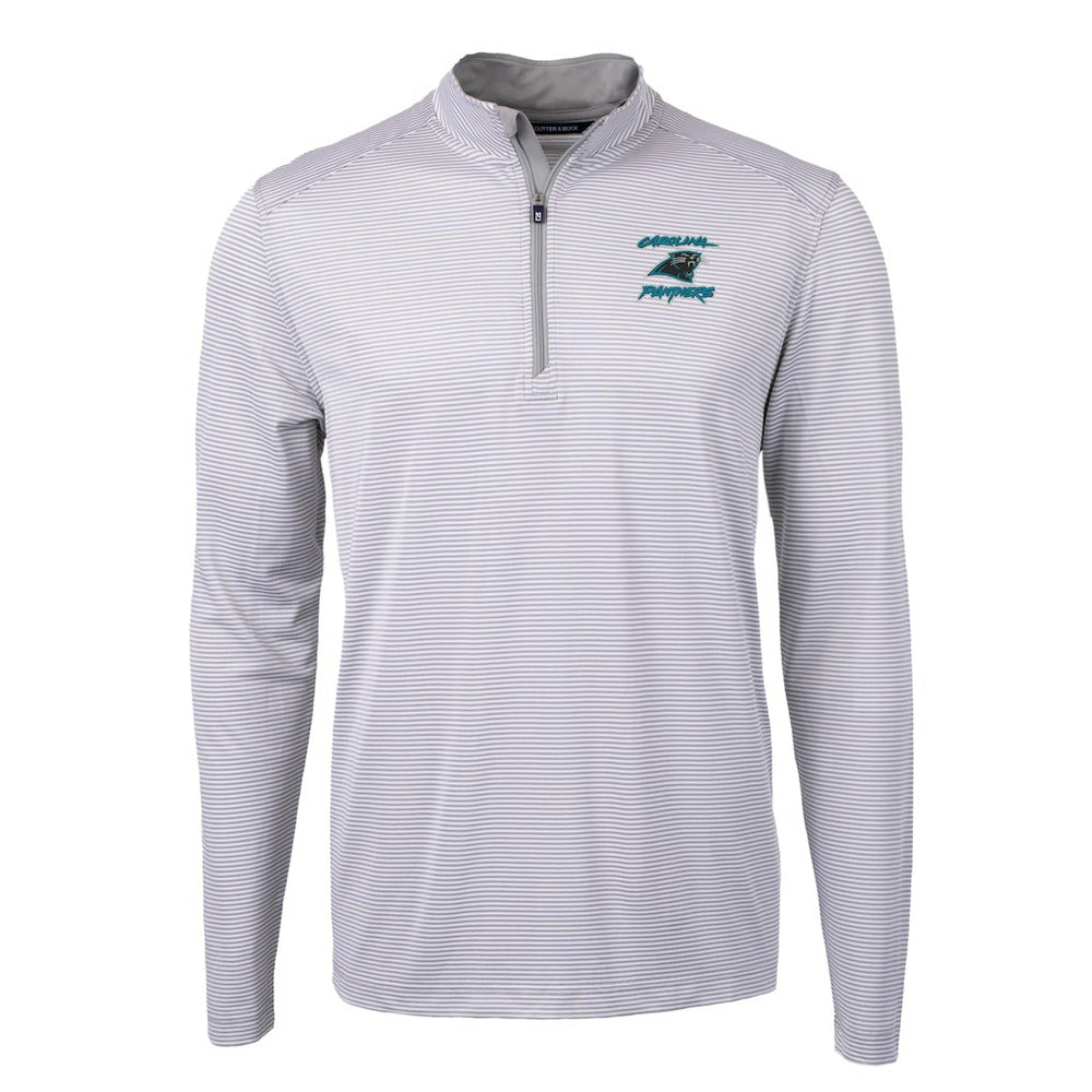 Carolina Panthers  Cutter & Buck Virtue Eco Pique Micro Stripe Recycled Quarter-Zip Jacket