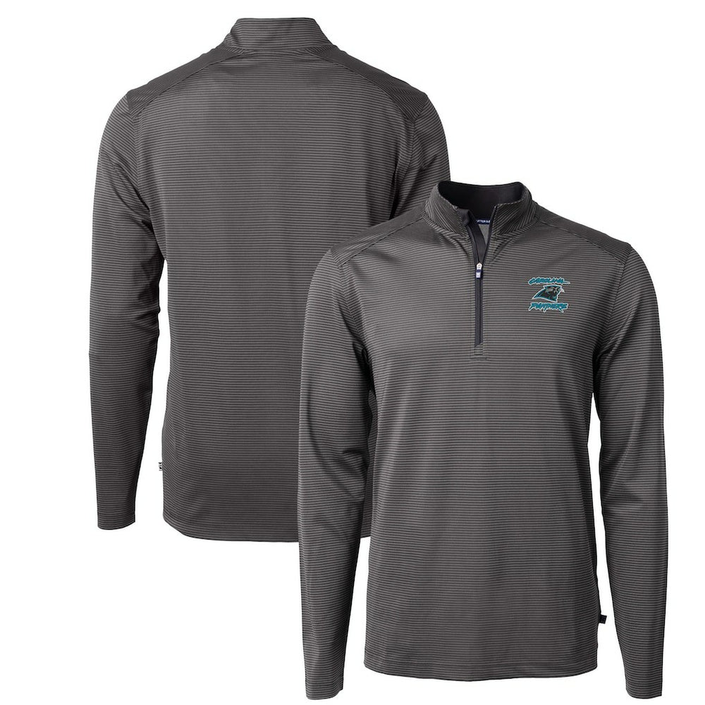 Carolina Panthers  Cutter & Buck Virtue Eco Pique Micro Stripe Recycled Quarter-Zip Jacket
