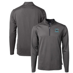 Carolina Panthers  Cutter & Buck Virtue Eco Pique Micro Stripe Recycled Quarter-Zip Jacket