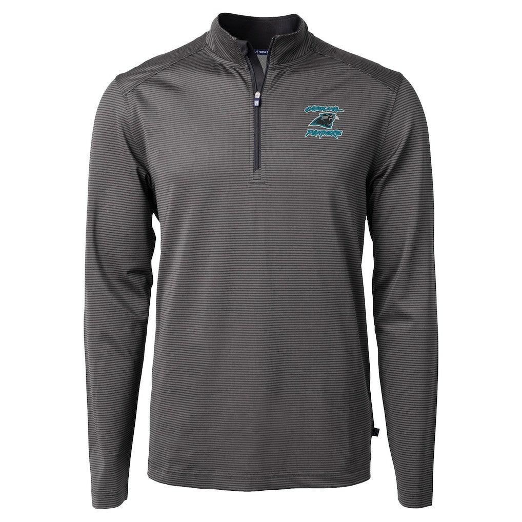 Carolina Panthers  Cutter & Buck Virtue Eco Pique Micro Stripe Recycled Quarter-Zip Jacket