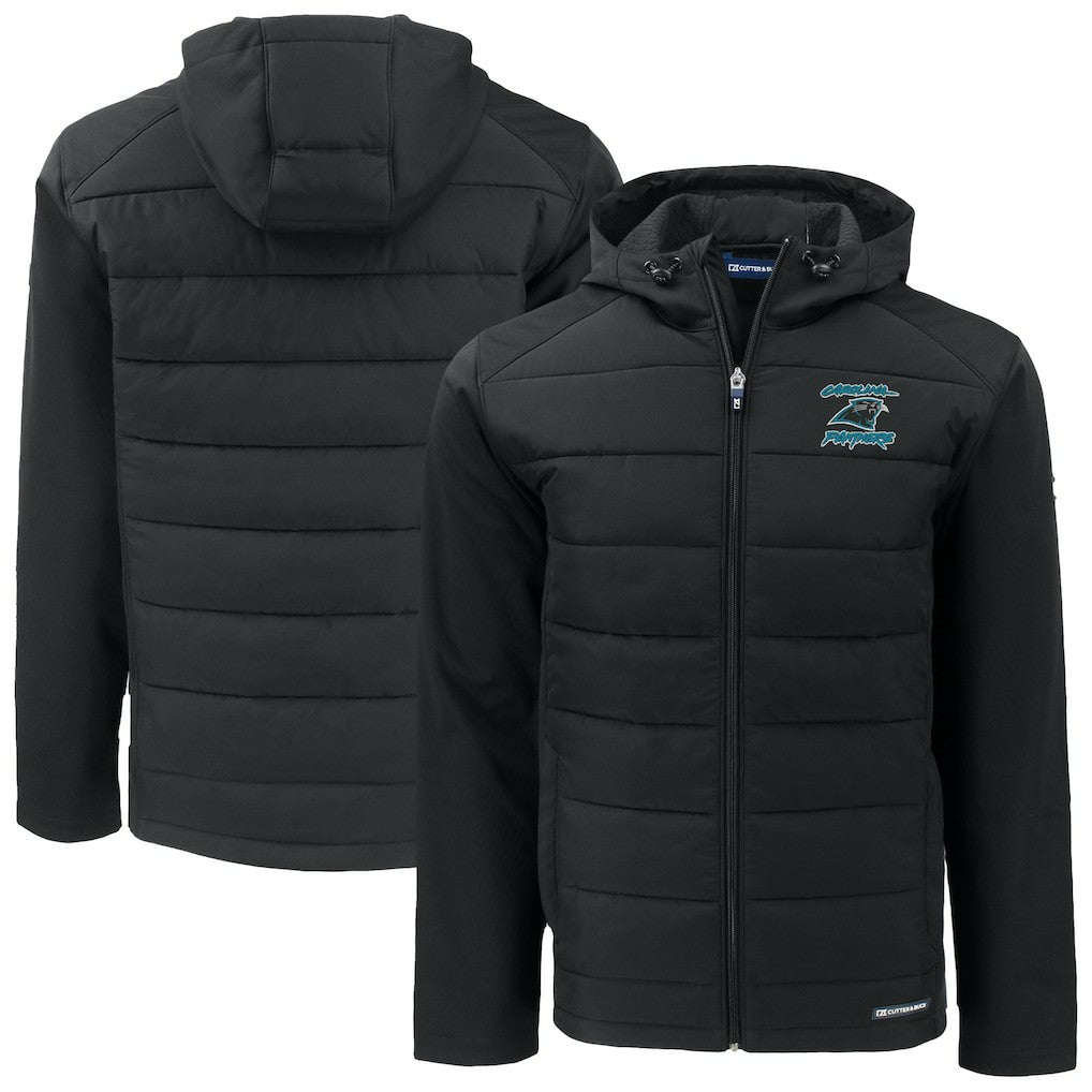 Carolina Panthers  Cutter & Buck Evoke Hybrid Eco Softshell Recycled Full-Zip Hoodie Jacket