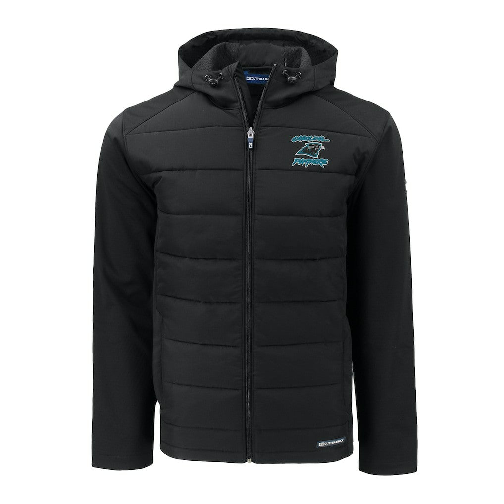 Carolina Panthers  Cutter & Buck Evoke Hybrid Eco Softshell Recycled Full-Zip Hoodie Jacket