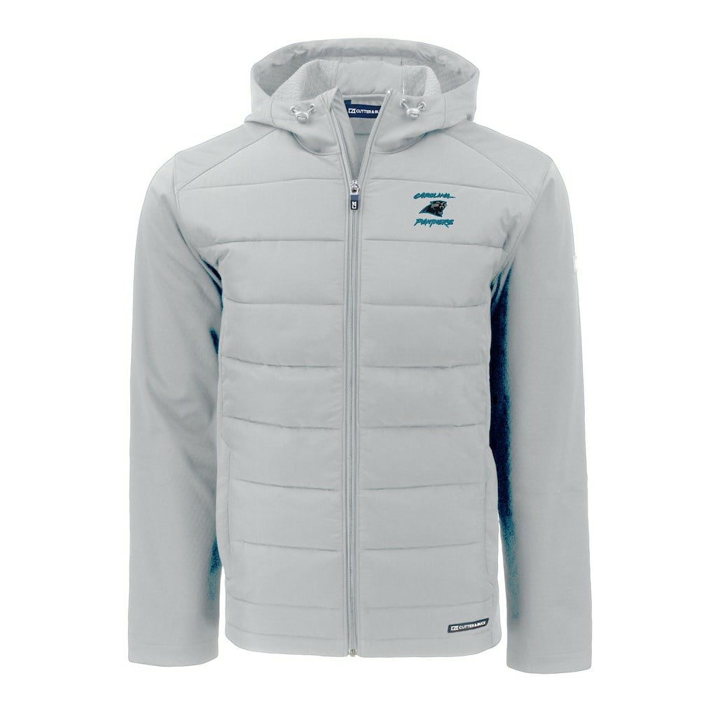 Carolina Panthers  Cutter & Buck Evoke Hybrid Eco Softshell Recycled Full-Zip Hoodie Jacket