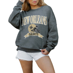 New Orleans Saints  Gameday Couture Women's Oversized Seal The Deal Premium Fleece Drop Shoulder Pullover Sweatshirt