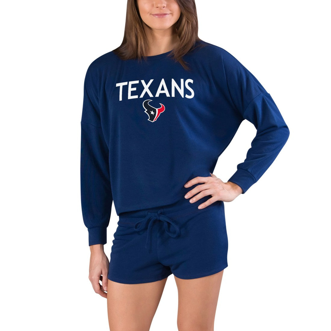 Houston Texans  Concepts Sport Women's Gather Long Sleeve Top & Shorts Set