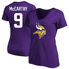 Minnesota Vikings  J.J. McCarthy  Women's Plus Size Fair Catch Name & Number Scoop Neck T-Shirt
