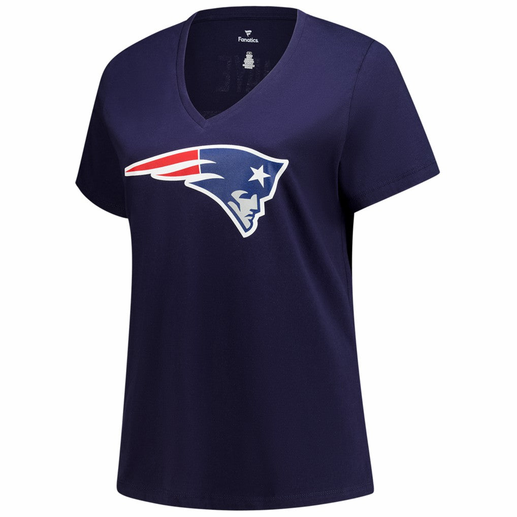 New England Patriots Fanatics Drake Maye  Women's Plus Size Name & Number V-Neck T-Shirt