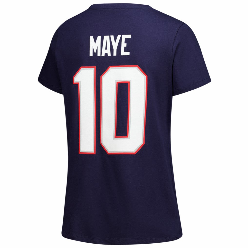 New England Patriots Fanatics Drake Maye  Women's Plus Size Name & Number V-Neck T-Shirt