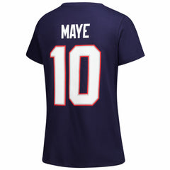 New England Patriots Fanatics Drake Maye  Women's Plus Size Name & Number V-Neck T-Shirt