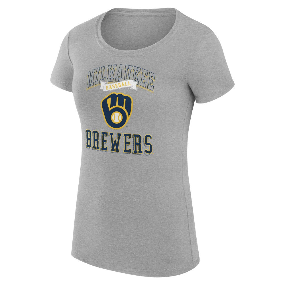 Milwaukee Brewers G-III 4Her by Carl Banks Women's Super-Slim Fit Lightweight Team Logo Graphic T-Shirt | MLB New