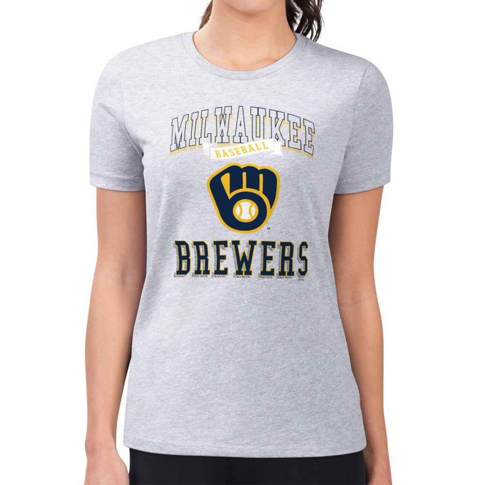 Milwaukee Brewers G-III 4Her by Carl Banks Women's Super-Slim Fit Lightweight Team Logo Graphic T-Shirt | MLB New