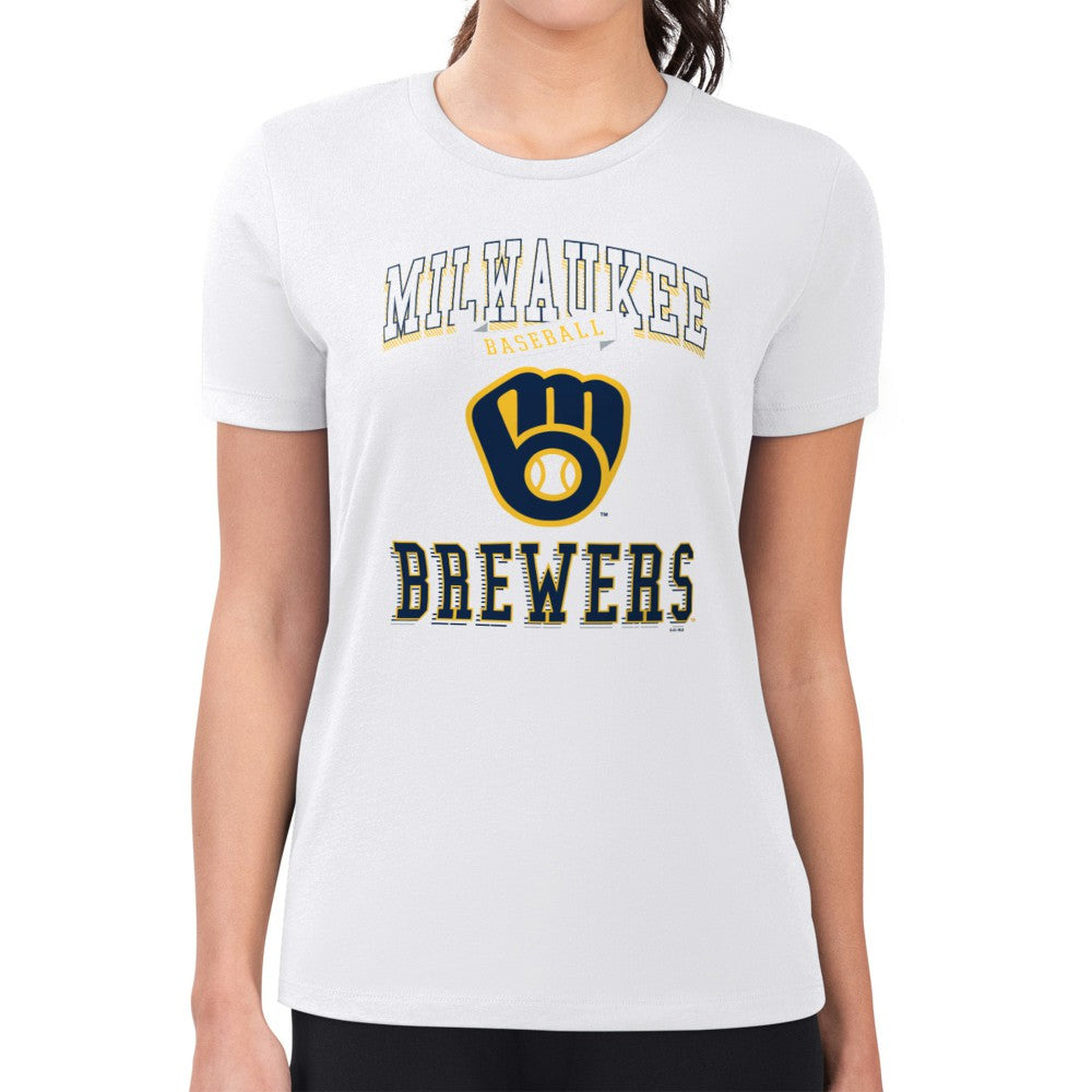 Milwaukee Brewers G-III 4Her by Carl Banks Women's Super-Slim Fit Lightweight Team Logo Graphic T-Shirt | MLB On Sale