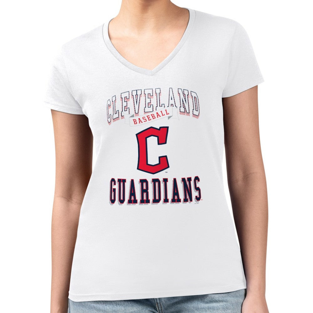 Cleveland Guardians G-III 4Her by Carl Banks Women's Super-Slim Fit Lightweight Team Logo Graphic V-Neck T-Shirt | MLB On Sale