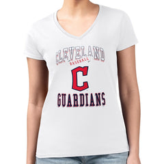Cleveland Guardians G-III 4Her by Carl Banks Women's Super-Slim Fit Lightweight Team Logo Graphic V-Neck T-Shirt | MLB On Sale