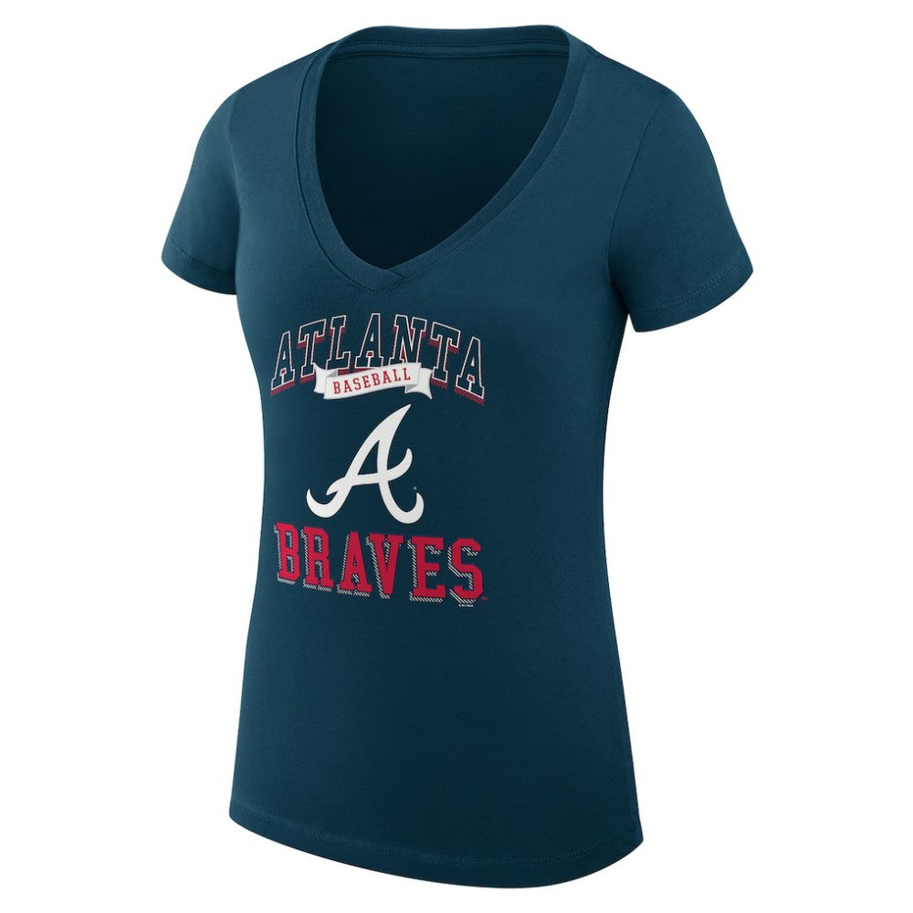 Atlanta Braves G-III 4Her by Carl Banks Women's Super-Slim Fit Lightweight Team Logo Graphic V-Neck T-Shirt | MLB New