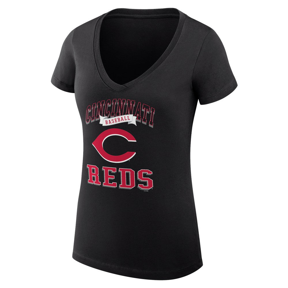 Cincinnati Reds G-III 4Her by Carl Banks Women's Super-Slim Fit Lightweight Team Logo Graphic V-Neck T-Shirt | MLB Online