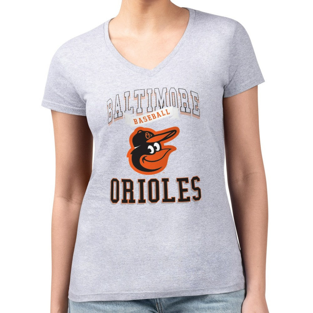Baltimore Orioles G-III 4Her by Carl Banks Women's Super-Slim Fit Lightweight Team Logo Graphic V-Neck T-Shirt | MLB Shop