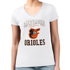 Baltimore Orioles G-III 4Her by Carl Banks Women's Super-Slim Fit Lightweight Team Logo Graphic V-Neck T-Shirt | MLB For sale