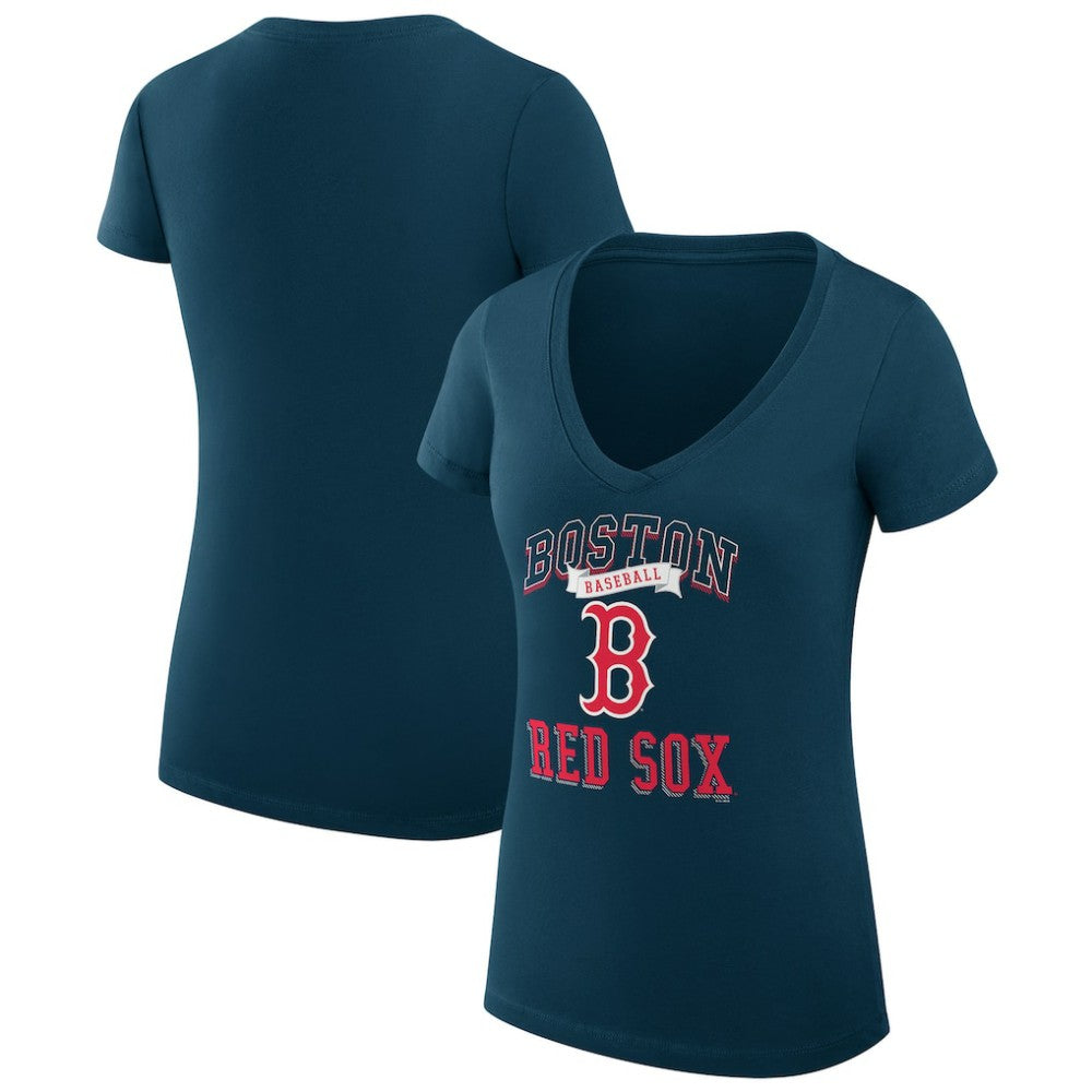 Boston Red Sox G-III 4Her by Carl Banks Women's Super-Slim Fit Lightweight Team Logo Graphic V-Neck T-Shirt | MLB Discount