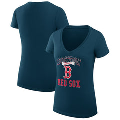 Boston Red Sox G-III 4Her by Carl Banks Women's Super-Slim Fit Lightweight Team Logo Graphic V-Neck T-Shirt | MLB Discount