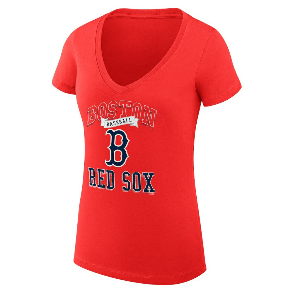 Boston Red Sox G-III 4Her by Carl Banks Women's Super-Slim Fit Lightweight Team Logo Graphic V-Neck T-Shirt | MLB On Sale