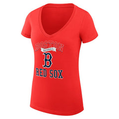 Boston Red Sox G-III 4Her by Carl Banks Women's Super-Slim Fit Lightweight Team Logo Graphic V-Neck T-Shirt | MLB On Sale