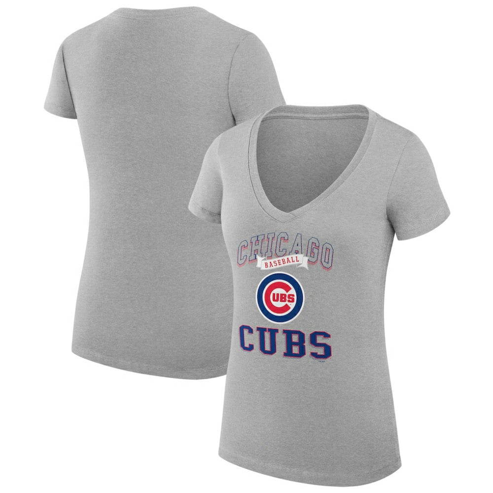 Chicago Cubs G-III 4Her by Carl Banks Women's Super-Slim Fit Lightweight Team Logo Graphic V-Neck T-Shirt | MLB US