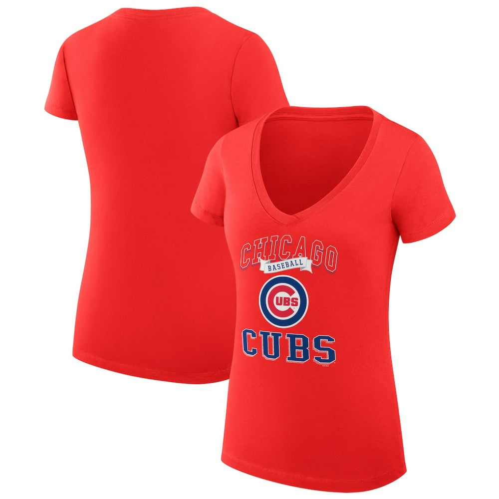 Chicago Cubs G-III 4Her by Carl Banks Women's Super-Slim Fit Lightweight Team Logo Graphic V-Neck T-Shirt | MLB Near me