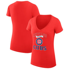 Chicago Cubs G-III 4Her by Carl Banks Women's Super-Slim Fit Lightweight Team Logo Graphic V-Neck T-Shirt | MLB Near me