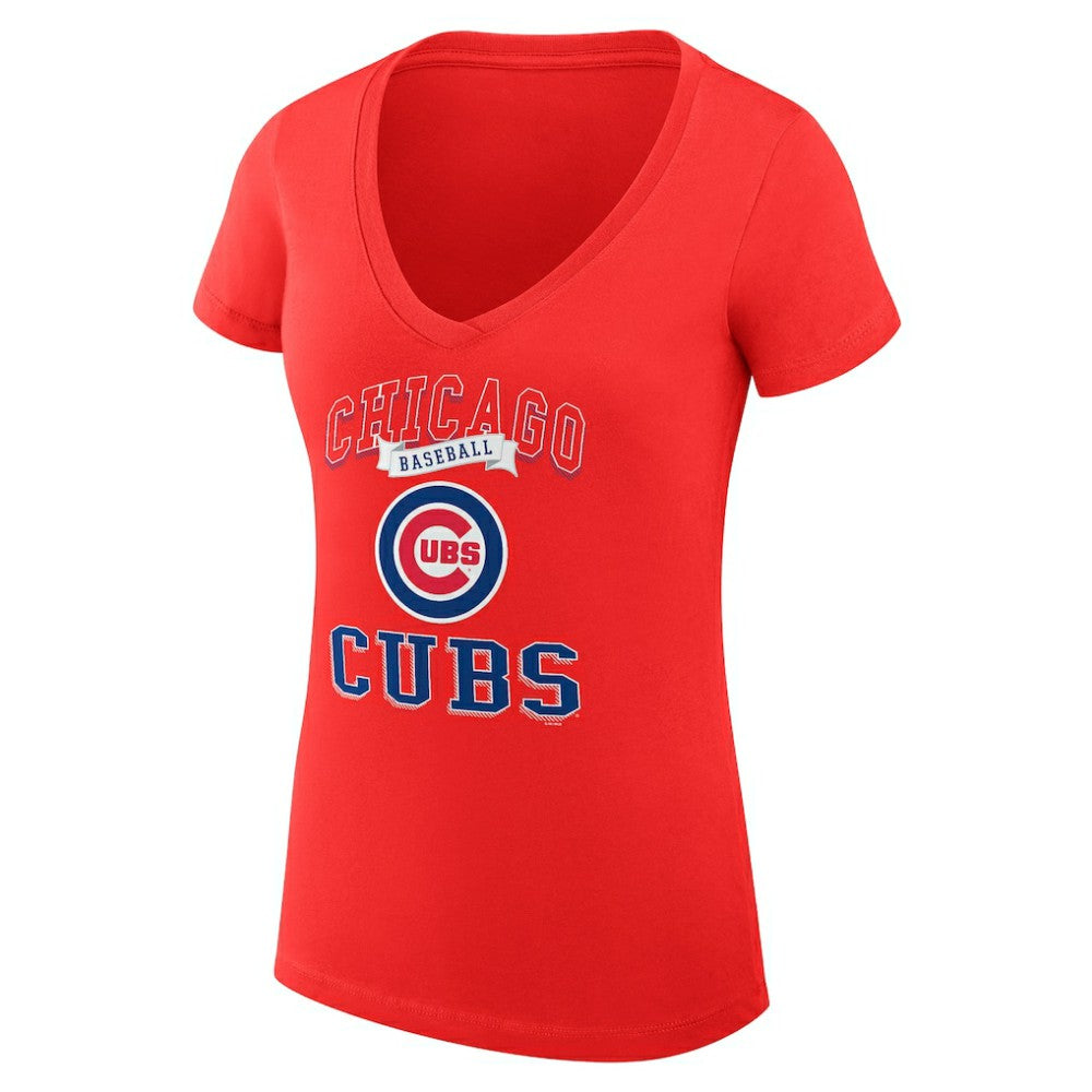 Chicago Cubs G-III 4Her by Carl Banks Women's Super-Slim Fit Lightweight Team Logo Graphic V-Neck T-Shirt | MLB Near me