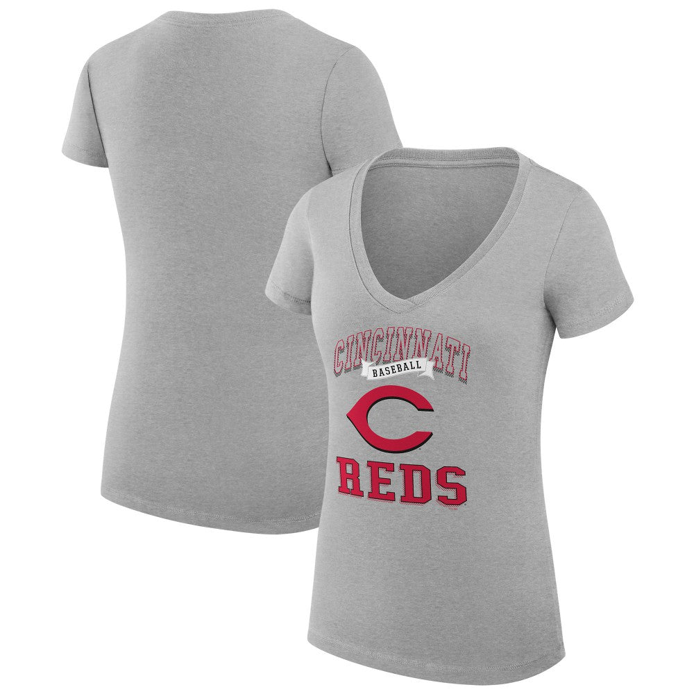 Cincinnati Reds G-III 4Her by Carl Banks Women's Super-Slim Fit Lightweight Team Logo Graphic V-Neck T-Shirt | MLB Shop