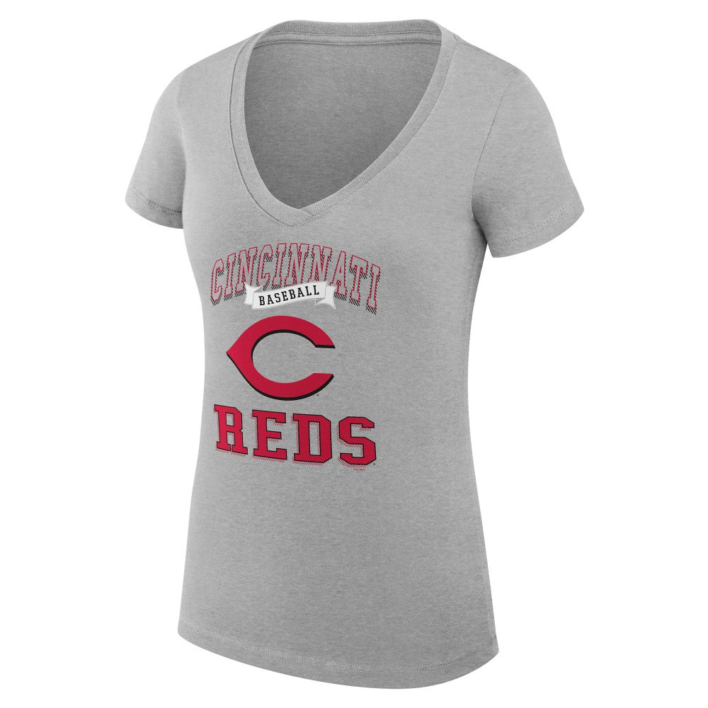 Cincinnati Reds G-III 4Her by Carl Banks Women's Super-Slim Fit Lightweight Team Logo Graphic V-Neck T-Shirt | MLB Shop