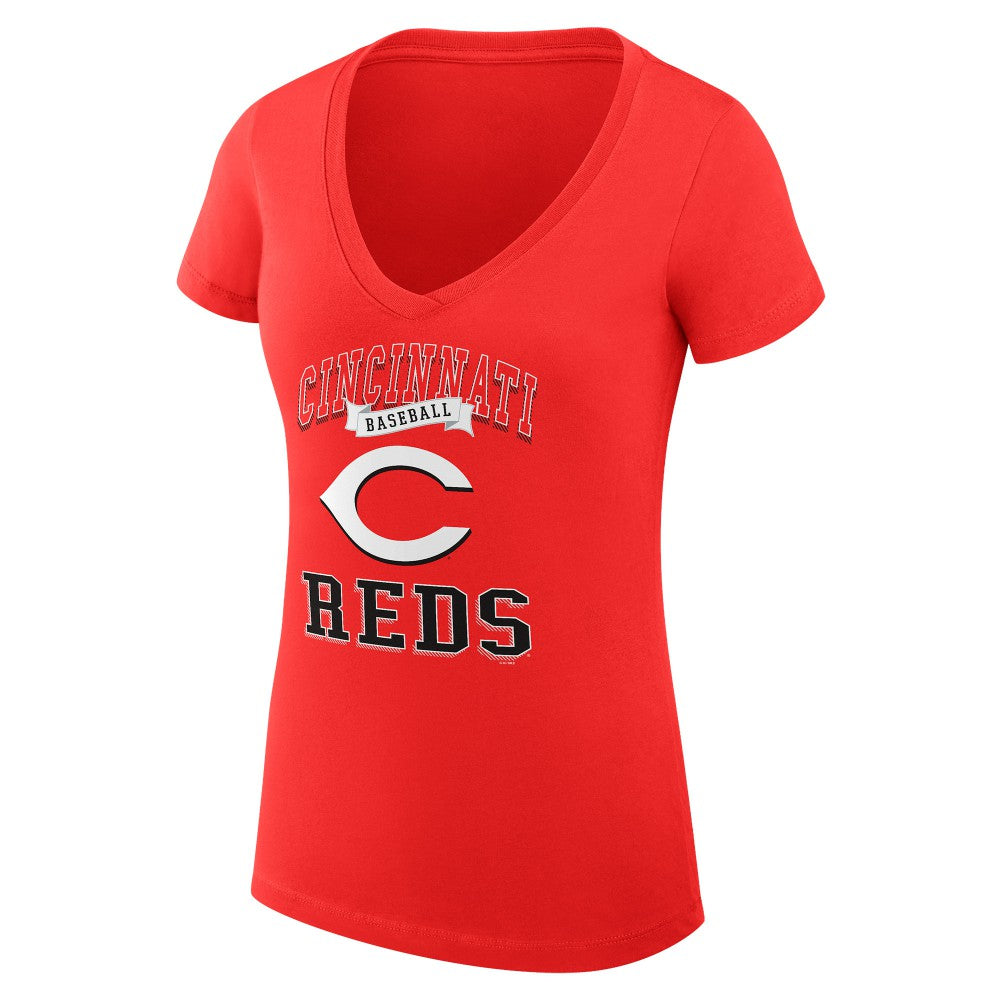Cincinnati Reds G-III 4Her by Carl Banks Women's Super-Slim Fit Lightweight Team Logo Graphic V-Neck T-Shirt | MLB Outlet