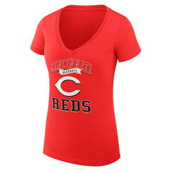 Cincinnati Reds G-III 4Her by Carl Banks Women's Super-Slim Fit Lightweight Team Logo Graphic V-Neck T-Shirt | MLB Outlet
