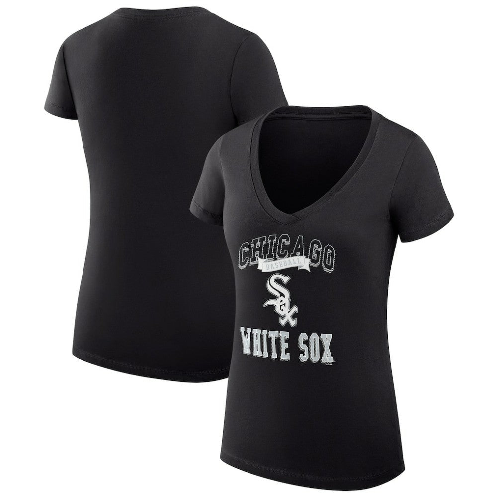 Chicago White Sox G-III 4Her by Carl Banks Women's Super-Slim Fit Lightweight Team Logo Graphic V-Neck T-Shirt | MLB Outlet