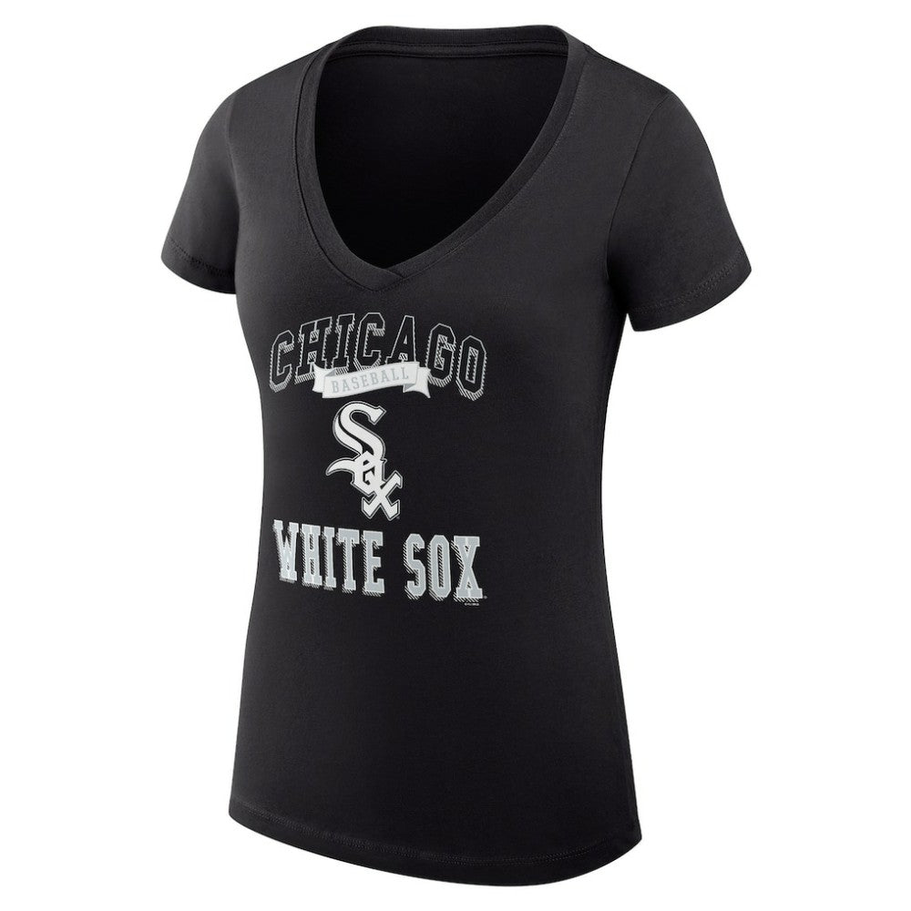 Chicago White Sox G-III 4Her by Carl Banks Women's Super-Slim Fit Lightweight Team Logo Graphic V-Neck T-Shirt | MLB Outlet