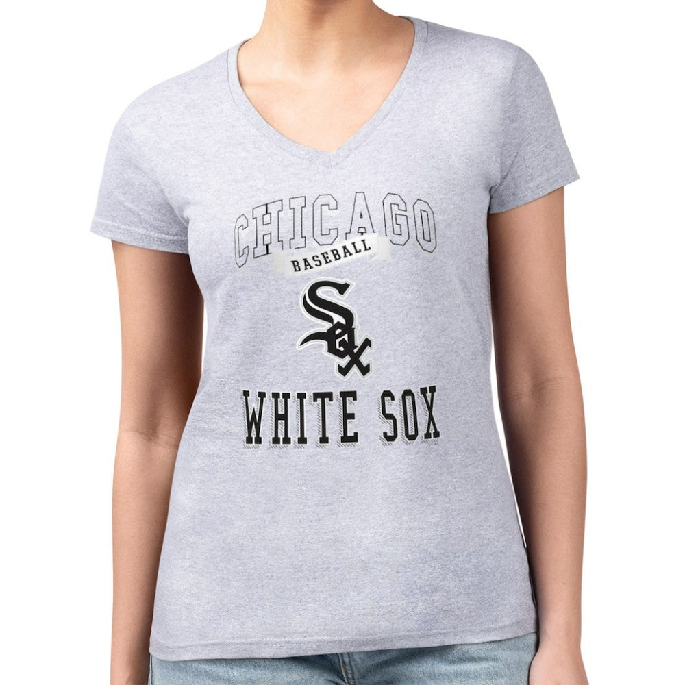 Chicago White Sox G-III 4Her by Carl Banks Women's Super-Slim Fit Lightweight Team Logo Graphic V-Neck T-Shirt | MLB New