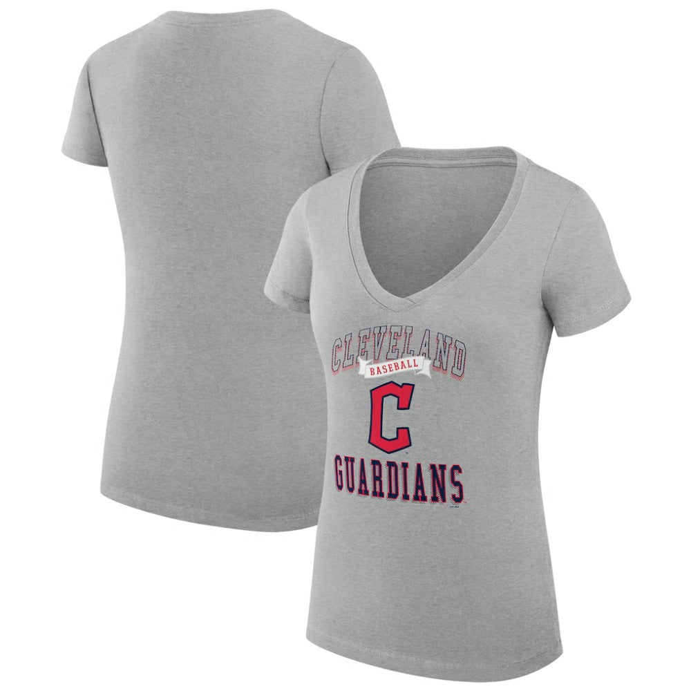 Cleveland Guardians G-III 4Her by Carl Banks Women's Super-Slim Fit Lightweight Team Logo Graphic V-Neck T-Shirt | MLB Outlet