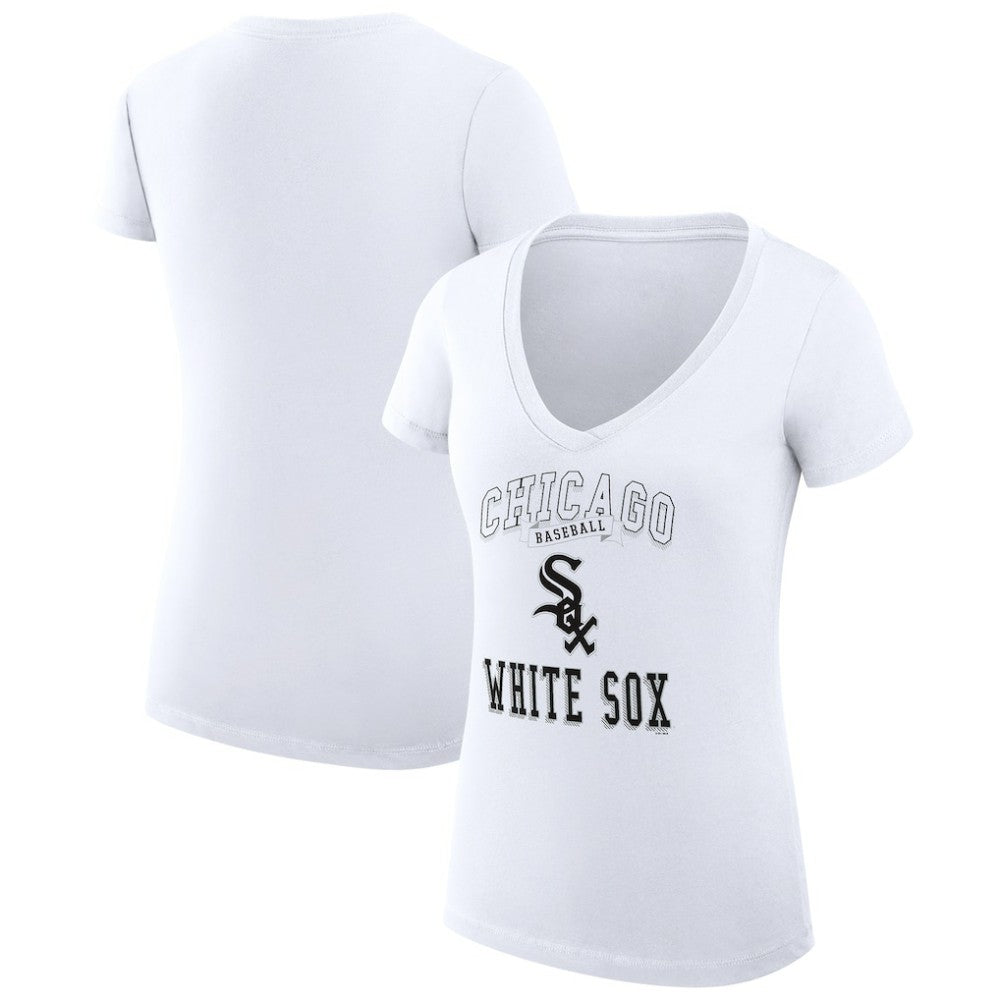 Chicago White Sox G-III 4Her by Carl Banks Women's Super-Slim Fit Lightweight Team Logo Graphic V-Neck T-Shirt | MLB Sale