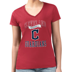 Cleveland Guardians G-III 4Her by Carl Banks Women's Super-Slim Fit Lightweight Team Logo Graphic V-Neck T-Shirt | MLB On Sale