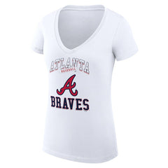 Atlanta Braves G-III 4Her by Carl Banks Women's Super-Slim Fit Lightweight Team Logo Graphic V-Neck T-Shirt | MLB New
