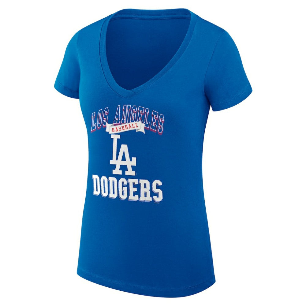 Los Angeles Dodgers G-III 4Her by Carl Banks Women's Super-Slim Fit Lightweight Team Logo Graphic V-Neck T-Shirt | MLB Shop