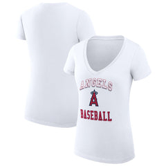 Los Angeles Angels G-III 4Her by Carl Banks Women's Super-Slim Fit Lightweight Team Logo Graphic V-Neck T-Shirt | MLB Near me