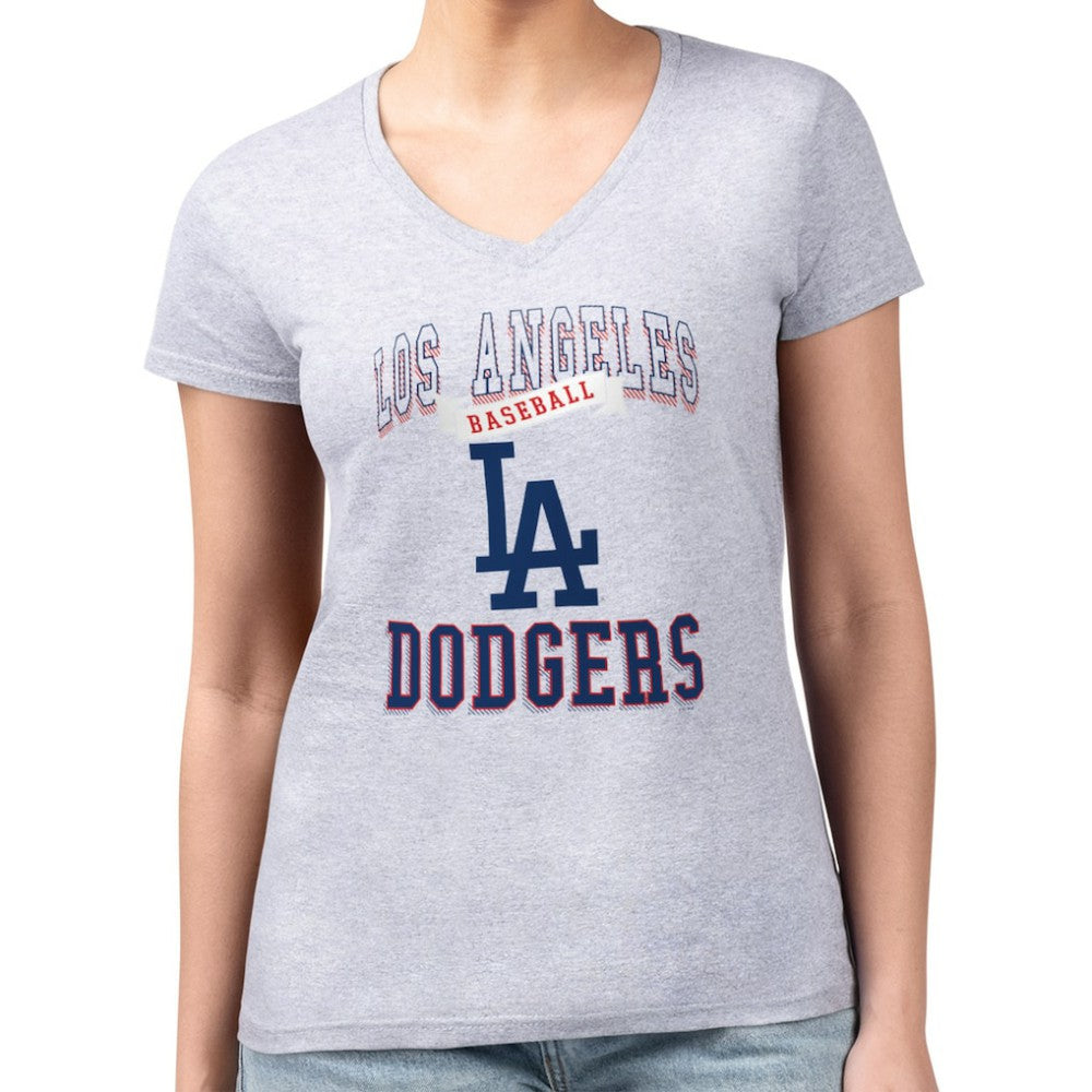 Los Angeles Dodgers G-III 4Her by Carl Banks Women's Super-Slim Fit Lightweight Team Logo Graphic V-Neck T-Shirt | MLB Discount