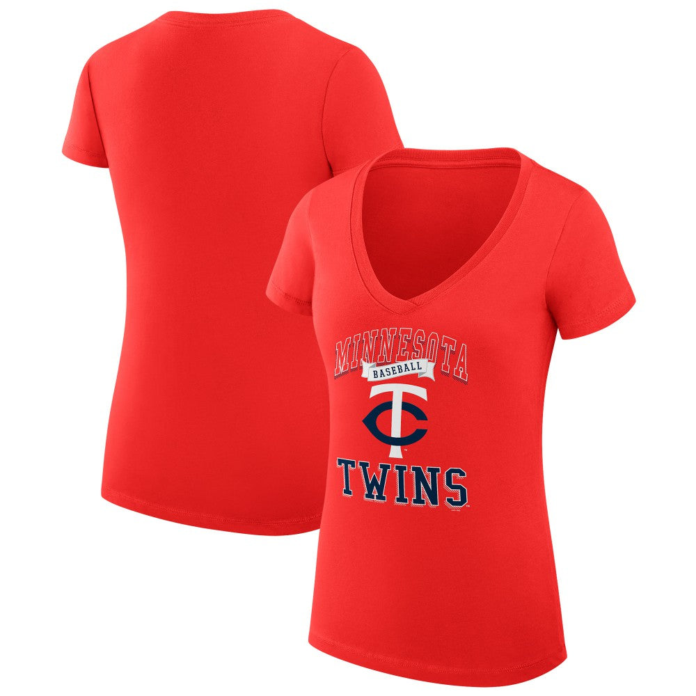 Minnesota Twins G-III 4Her by Carl Banks Women's Super-Slim Fit Lightweight Team Logo Graphic V-Neck T-Shirt | MLB Discount